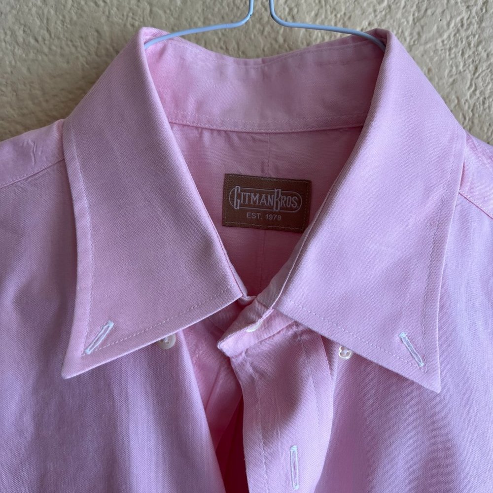 Gitman Bros. Button Down Pinpoint New Pink, 15.5/33